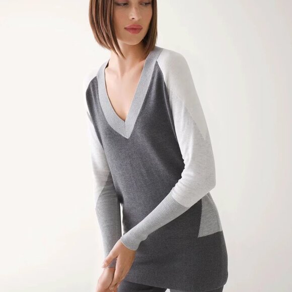 ** White House Black Market Woman’s S Color Block Long Sweater - Picture 3 of 11